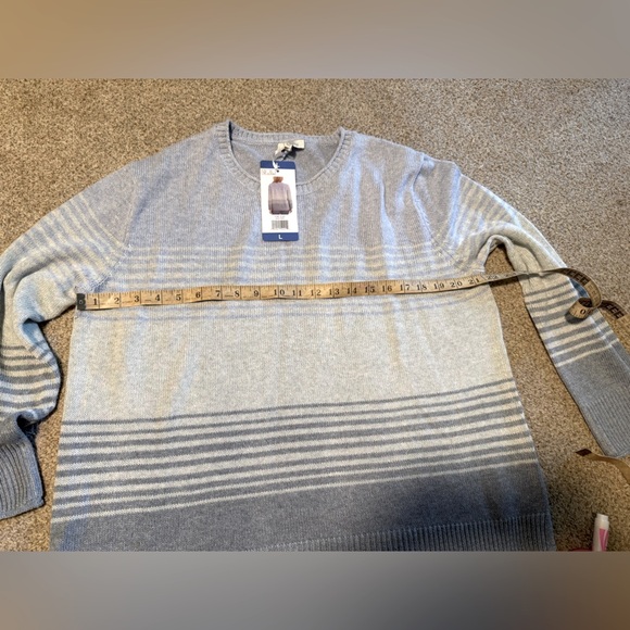NEW Ella Moss Women's Crew Neck Knit Sweater Blue Stripe Sz-Large - Picture 7 of 9